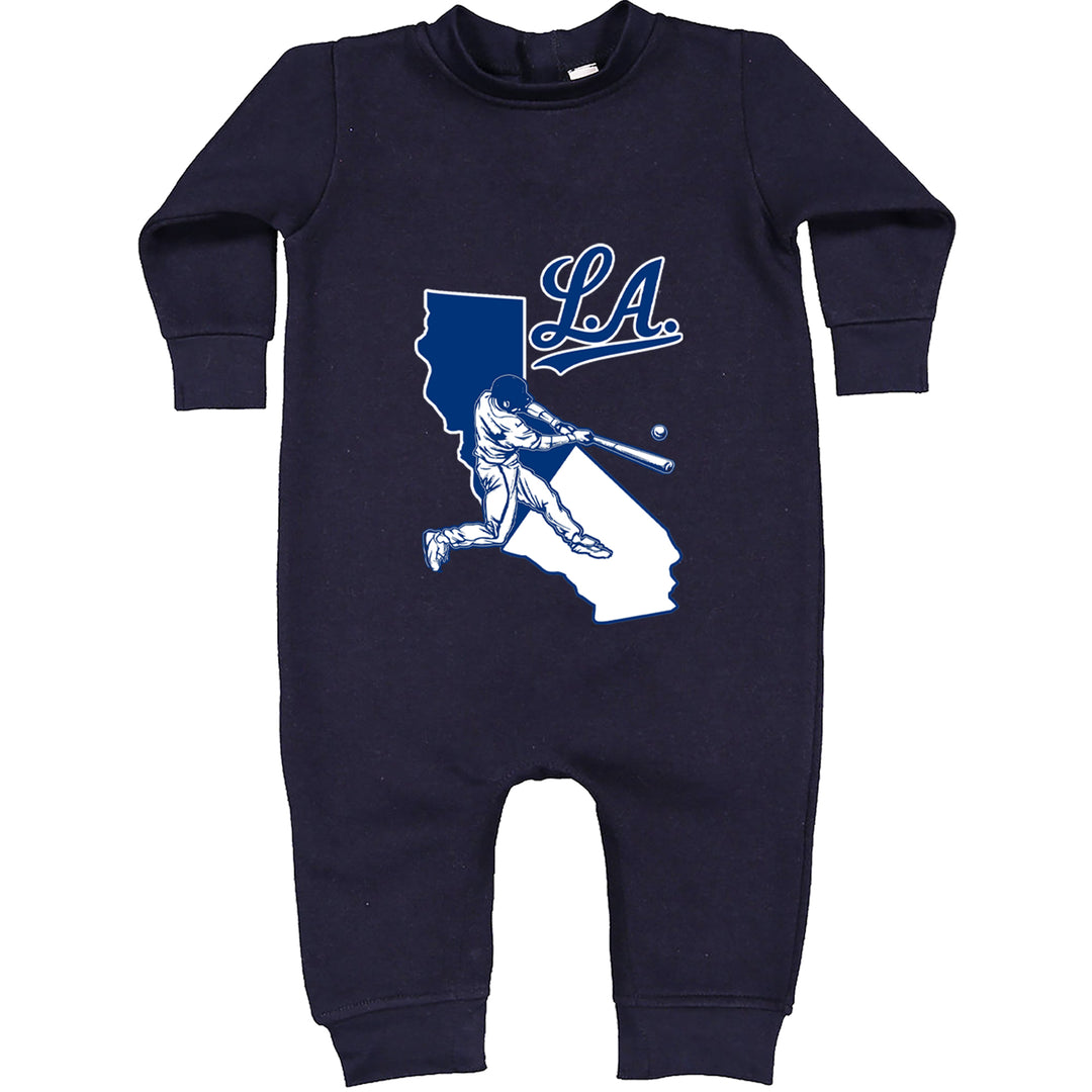 Los Angeles Baseball Batter Up Toddler Hoodie Or Infant Fleece Romper Navy Blue