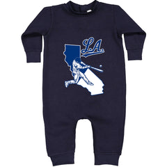 Los Angeles Baseball Batter Up Toddler Hoodie Or Infant Fleece Romper Navy Blue
