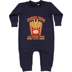 French Fries Are Finger Food IYKYK Toddler Hoodie Or Infant Fleece Romper Navy Blue