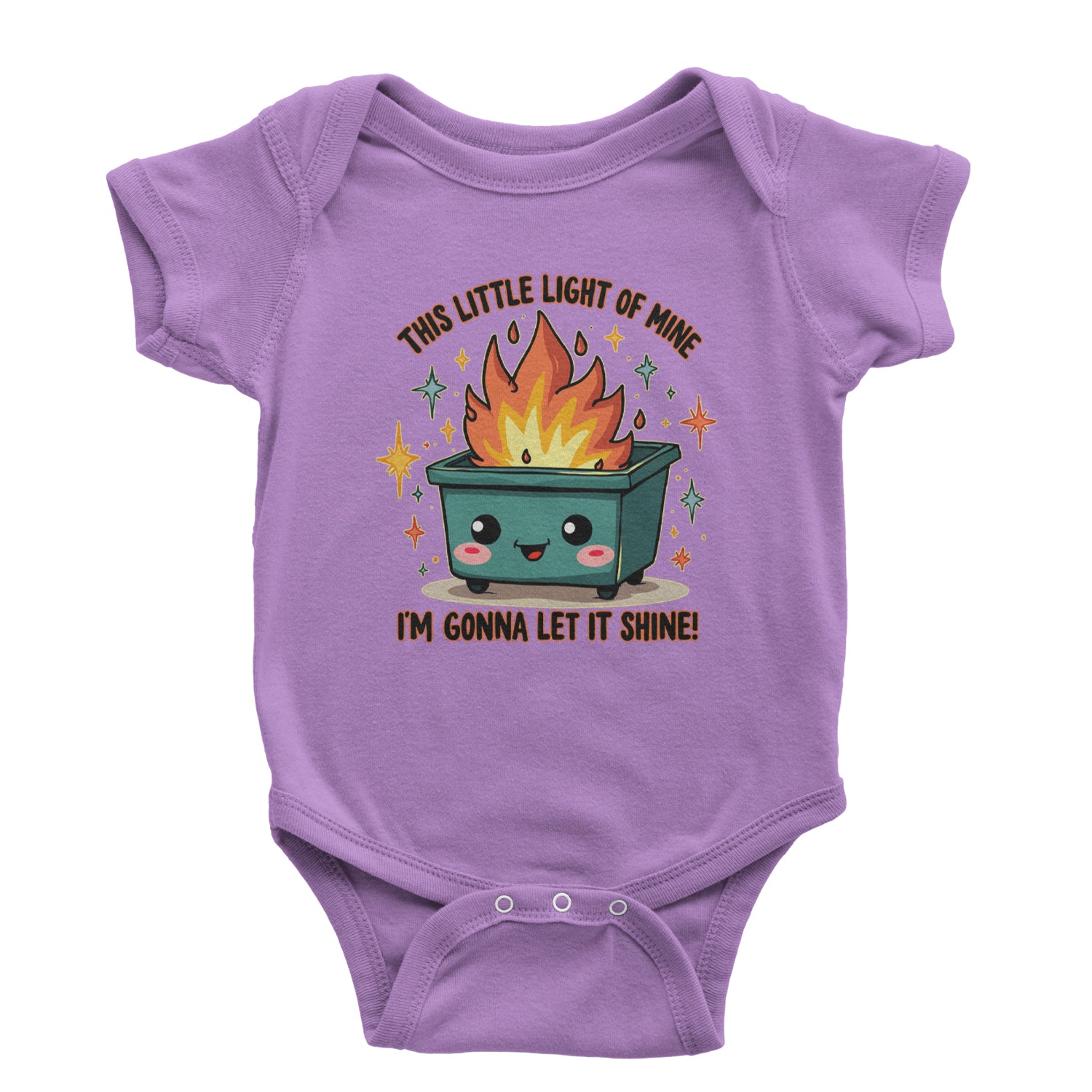 This Little Light of Mine Dumpster Fire Smile Face Infant One-Piece Romper Bodysuit Or Toddler T-shirt Lavender