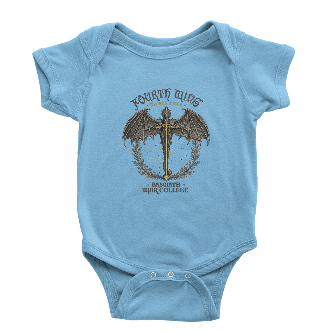 Fourth Wing Dragon Rider Vintage Basgiath War College Infant One-Piece Romper Bodysuit Or Toddler T-shirt Light Blue