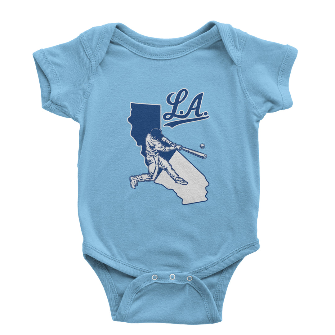 Los Angeles Baseball Batter Up Infant One-Piece Romper Bodysuit Or Toddler T-shirt Light Blue