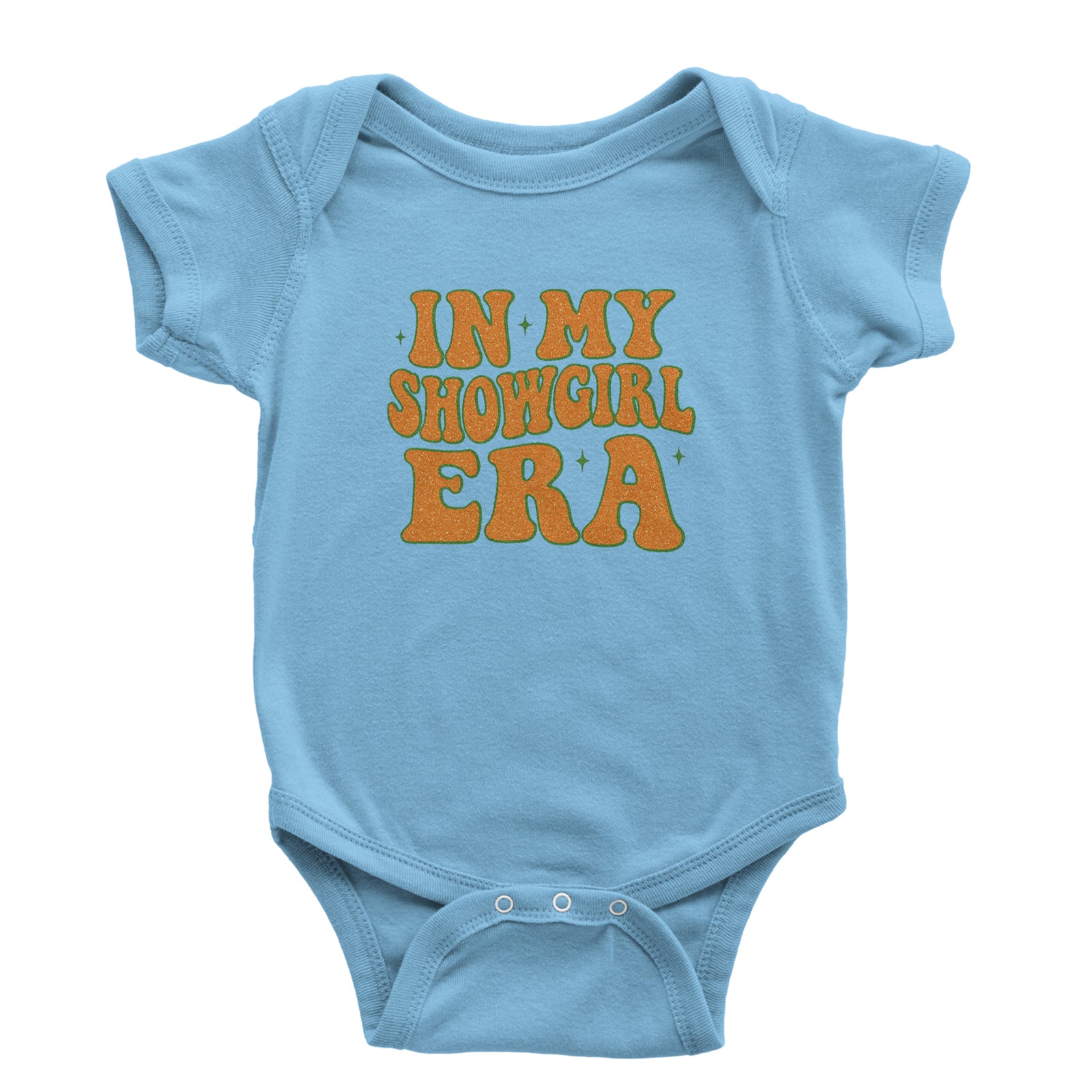 In My Showgirl Era Retro Infant One-Piece Romper Bodysuit Or Toddler T-shirt Light Blue