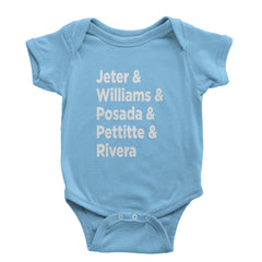 Jeter & Williams & Posada & Pettitte & Rivera Infant One-Piece Romper Bodysuit Or Toddler T-shirt Light Blue