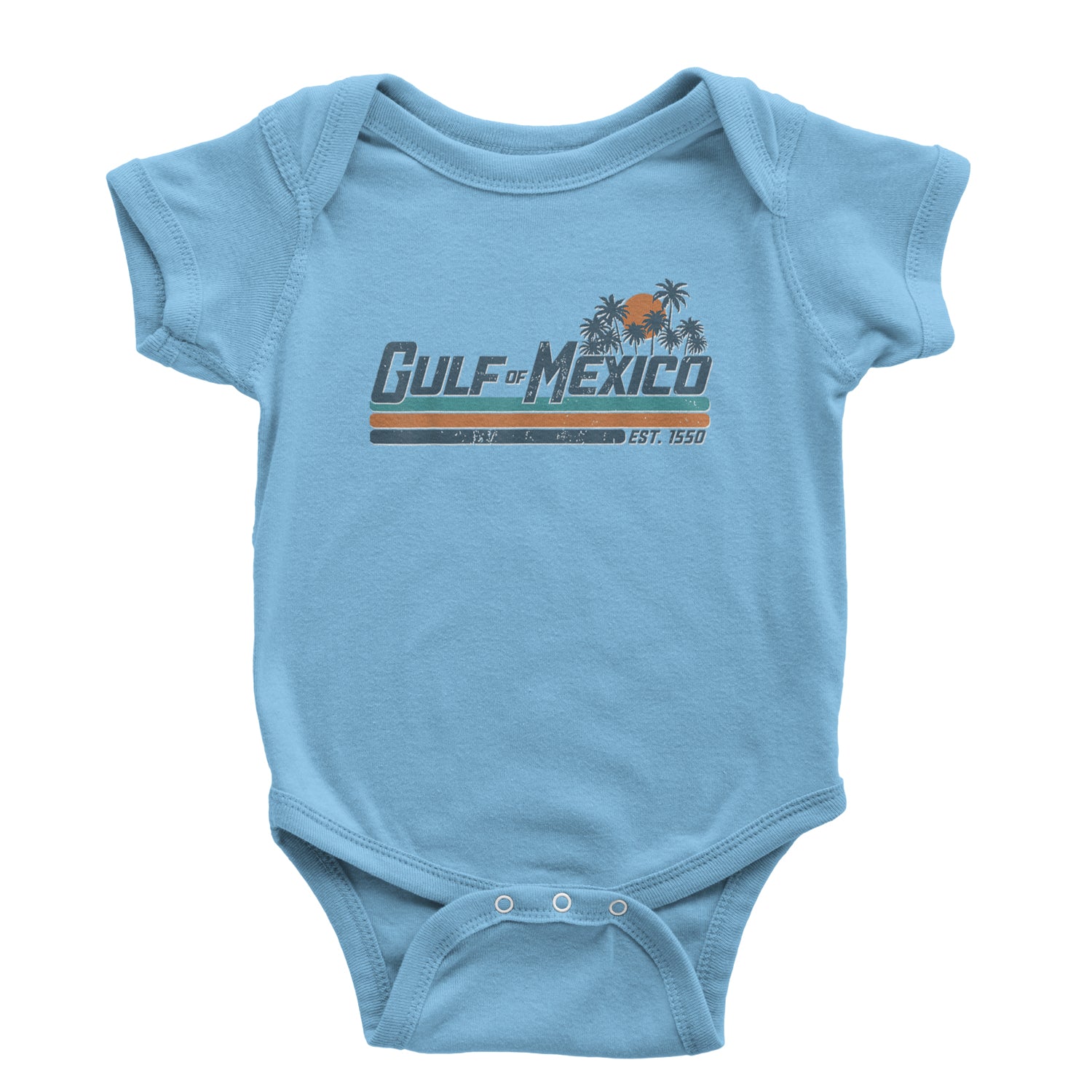 Gulf Of Mexico Established Year 1550 Infant One-Piece Romper Bodysuit Or Toddler T-shirt Light Blue