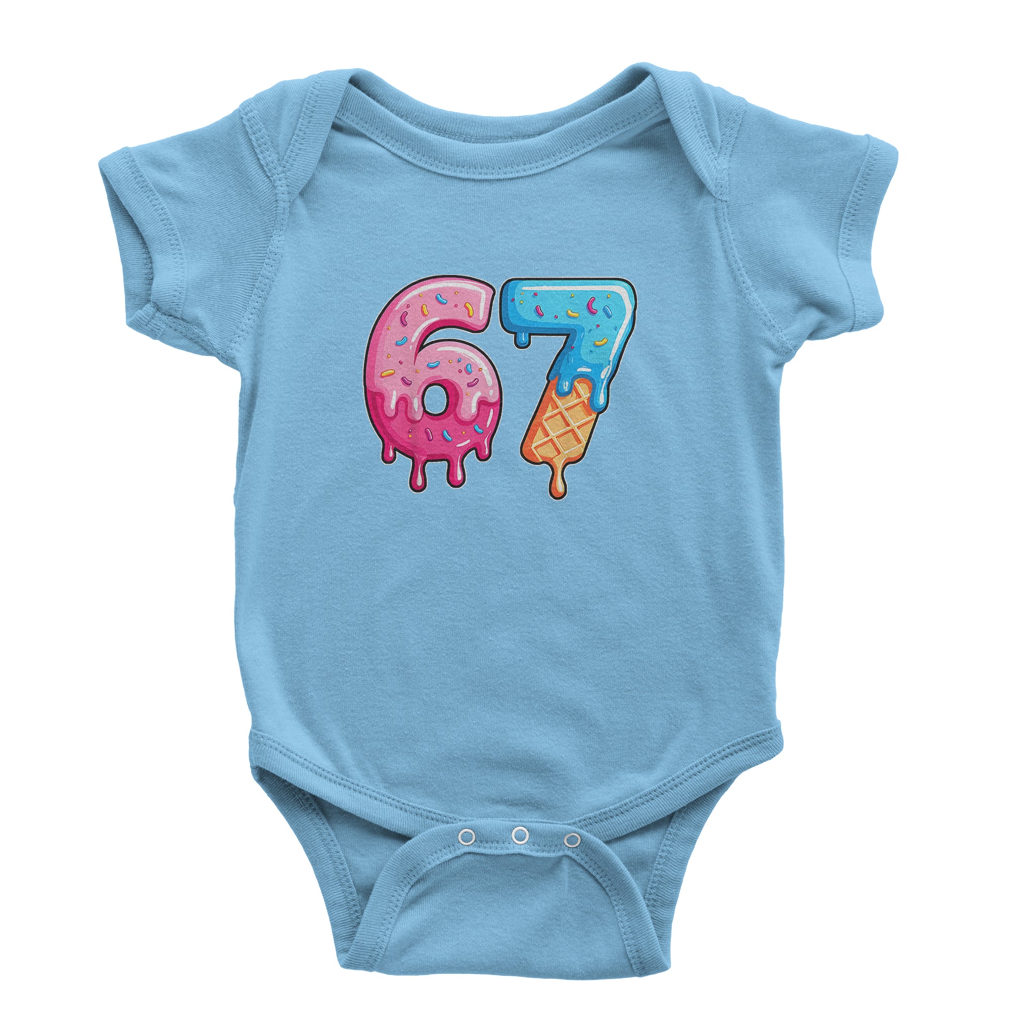 67 Dripping Ice Cream Donut Melt Infant One-Piece Romper Bodysuit Or Toddler T-shirt Light Blue