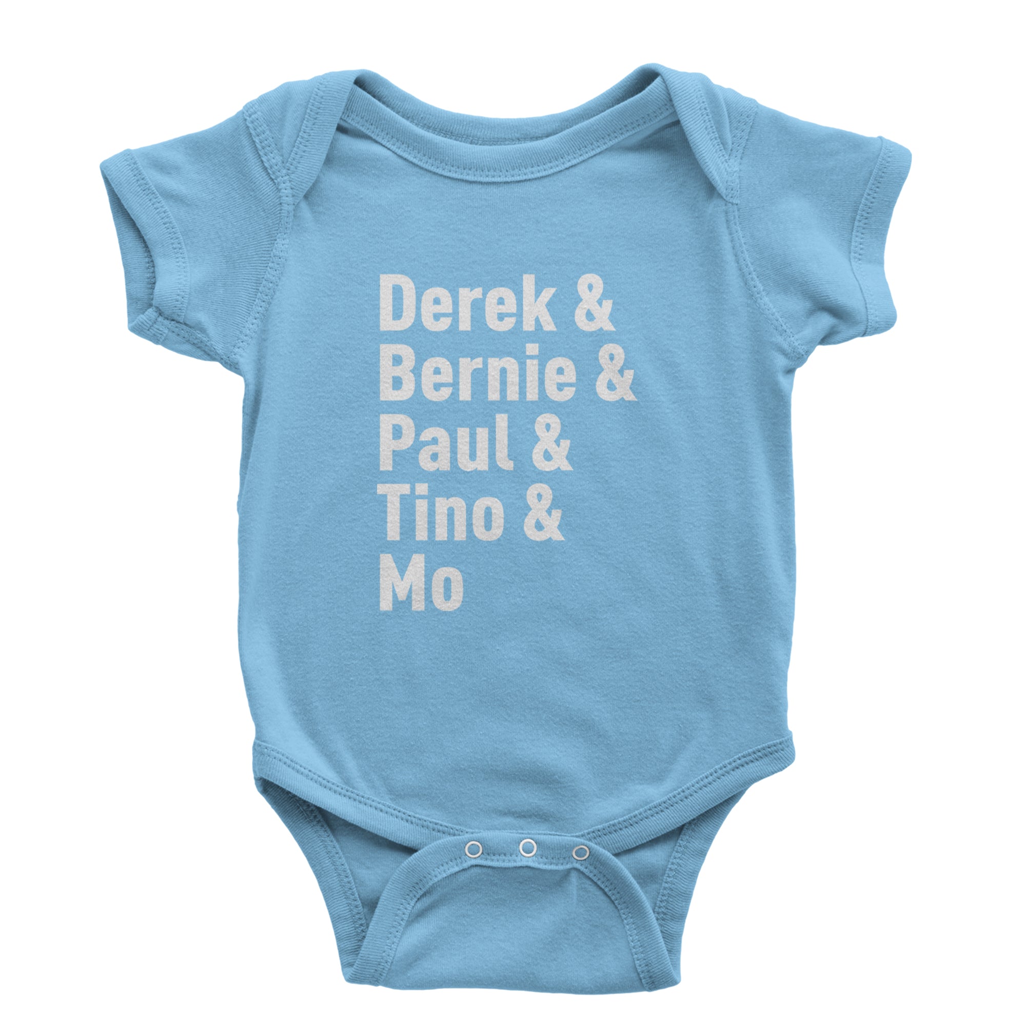 Derek & Bernie & Paul & Tino & Mo Infant One-Piece Romper Bodysuit Or Toddler T-shirt Light Blue