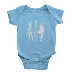 Vintage Spooky Squad Pinup Halloween Design Infant One-Piece Romper Bodysuit Or Toddler T-shirt Light Blue