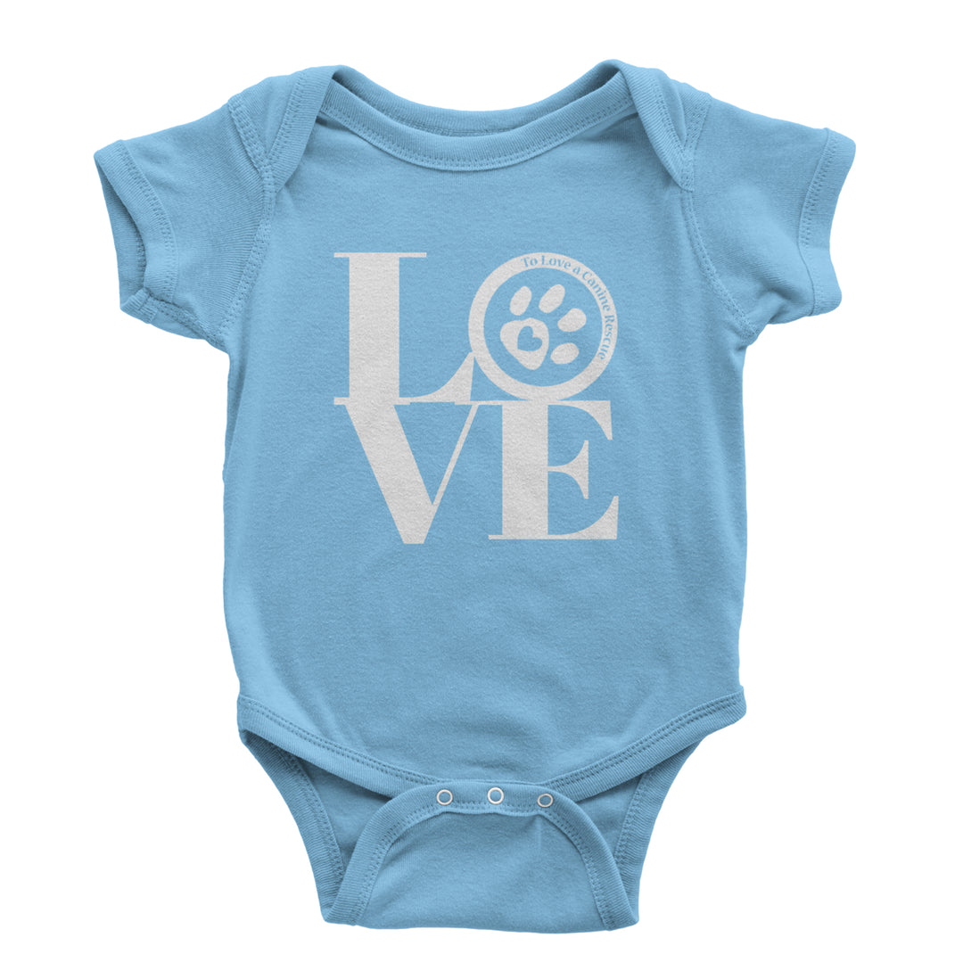 TLC LOVE Dog Rescue Infant One-Piece Romper Bodysuit Or Toddler T-shirt Light Blue