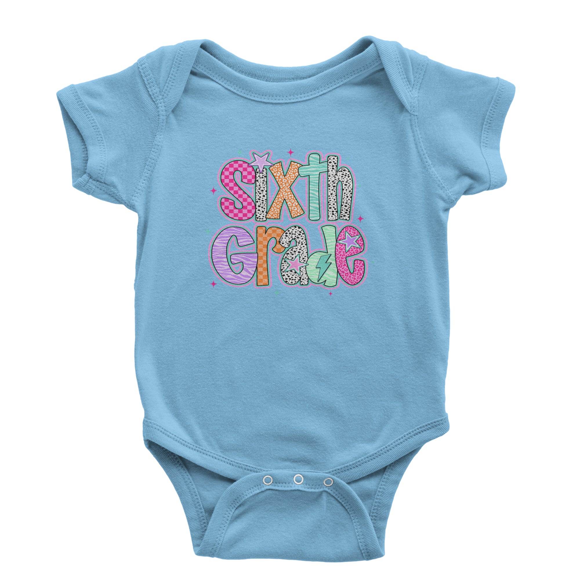 Sixth Grade Colorful Back to School Infant One-Piece Romper Bodysuit Or Toddler T-shirt Light Blue