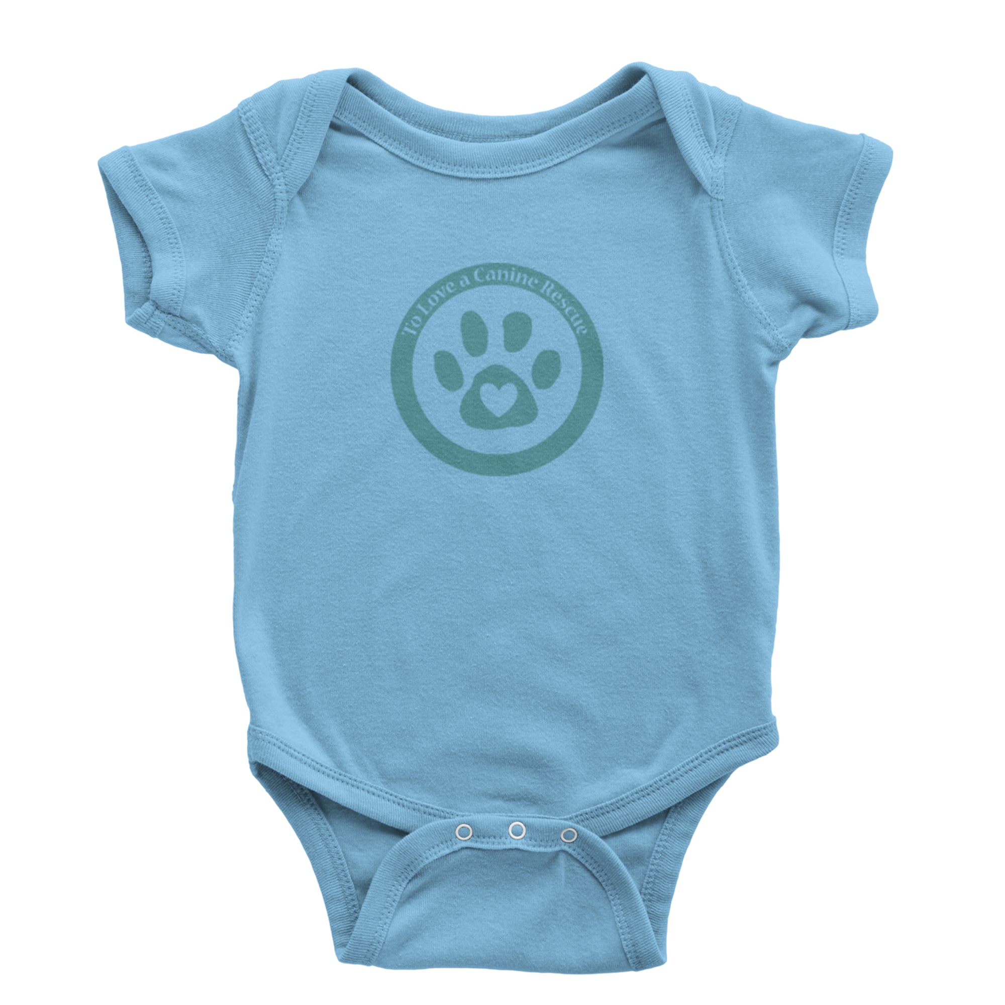 TLC To Love a Canine Dog Rescue Teal Infant One-Piece Romper Bodysuit Or Toddler T-shirt Light Blue