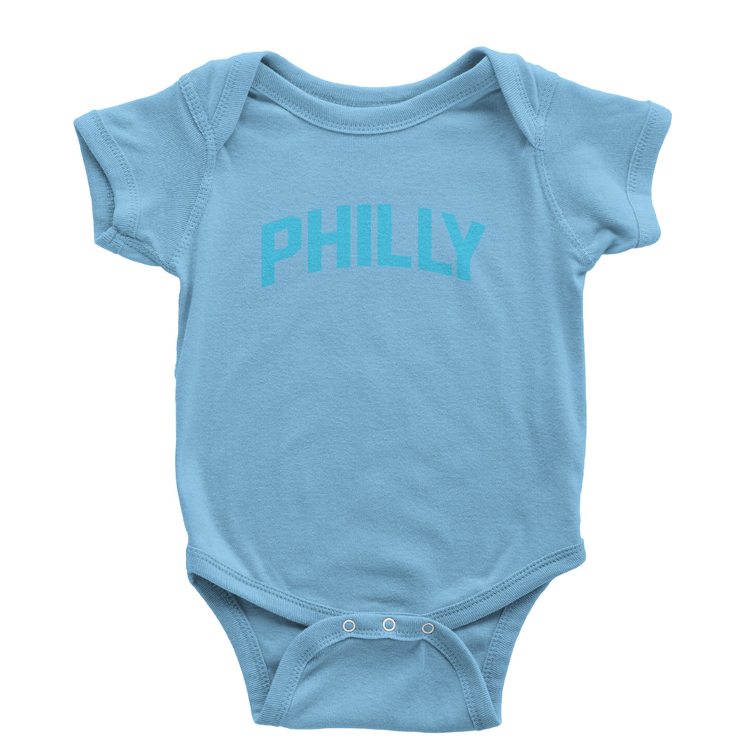 Philly Philadelphia Pride graphic on Onesie and Toddler T-Shirt in Light Blue