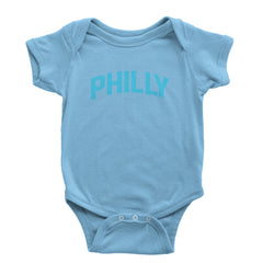 Philly Philadelphia Pride graphic on Onesie and Toddler T-Shirt in Light Blue