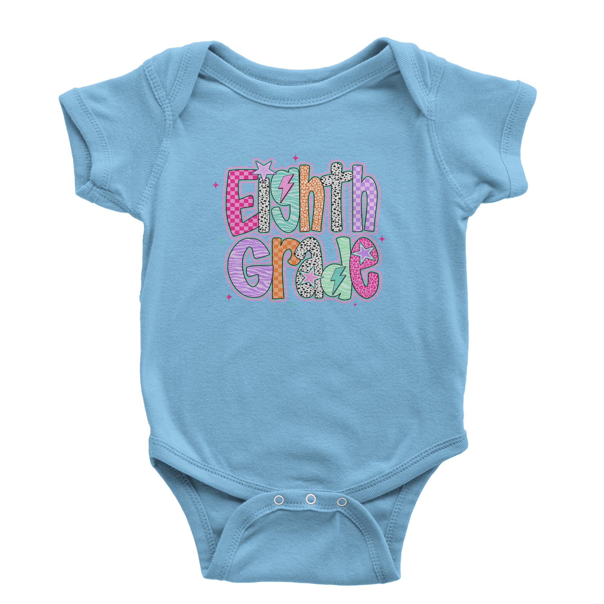 Eighth Grade Energy Colorful Back to School Infant One-Piece Romper Bodysuit Or Toddler T-shirt Light Blue