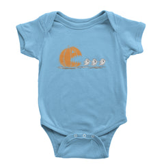 Pumpkin Pacman Chasing Ghosts Halloween Infant One-Piece Romper Bodysuit Or Toddler T-shirt Light Blue