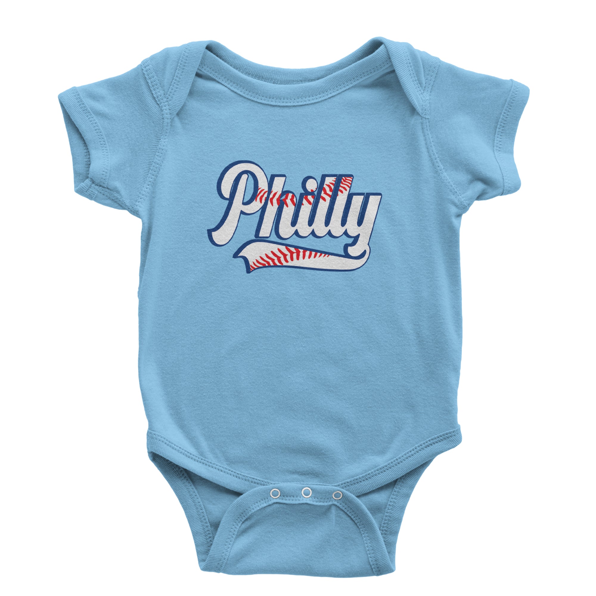 Philly Baseball Stitching Infant One-Piece Romper Bodysuit Or Toddler T-shirt Light Blue