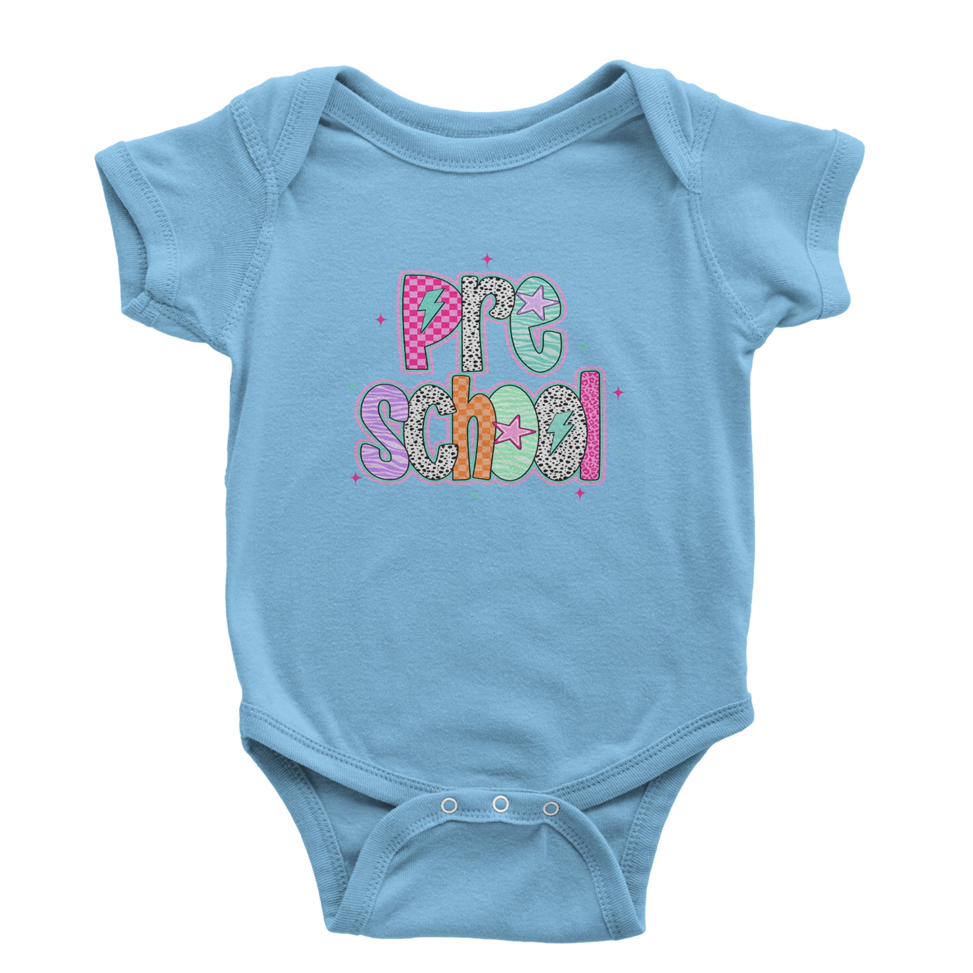 Preschool Power Colorful Back to School Infant One-Piece Romper Bodysuit Or Toddler T-shirt Light Blue