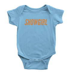 Showgirl Orange Glitter Infant One-Piece Romper Bodysuit Or Toddler T-shirt Light Blue
