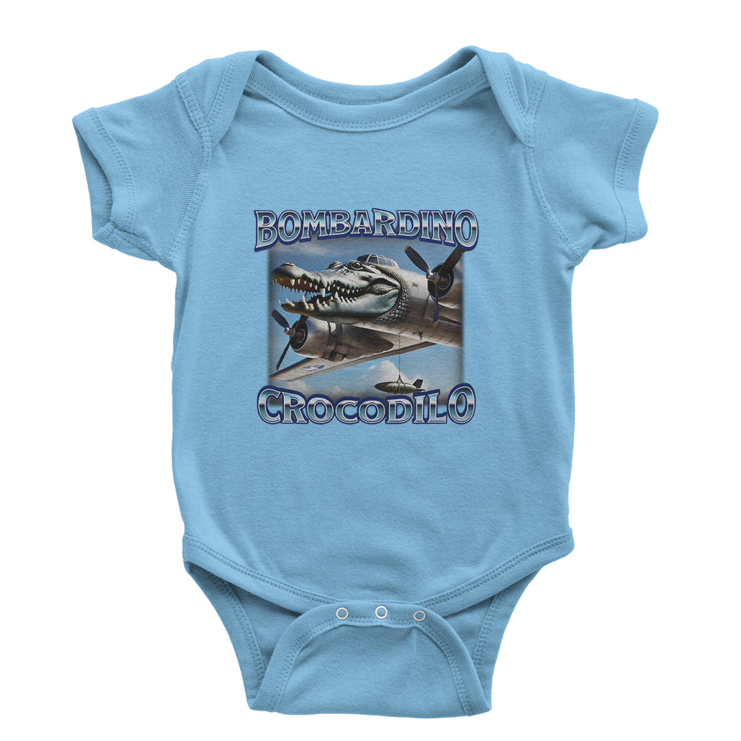 Bombardino Crocodilo Brainrot Infant One-Piece Romper Bodysuit Or Toddler T-shirt Light Blue