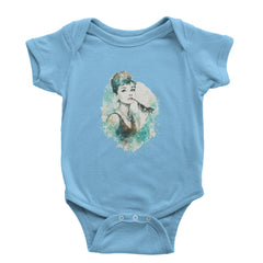 Mrs. Herpburn Iconic Watercolors Infant One-Piece Romper Bodysuit Or Toddler T-shirt Light Blue