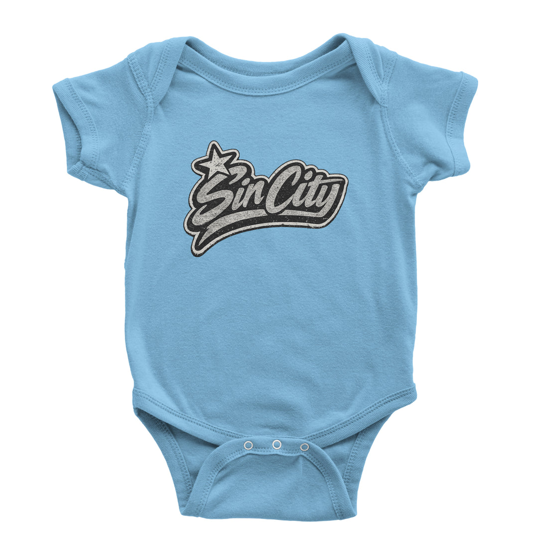 Sin City Vegas Retro Vintage Infant One-Piece Romper Bodysuit Or Toddler T-shirt Light Blue