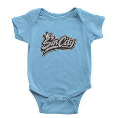 Sin City Vegas Retro Vintage Infant One-Piece Romper Bodysuit Or Toddler T-shirt Light Blue
