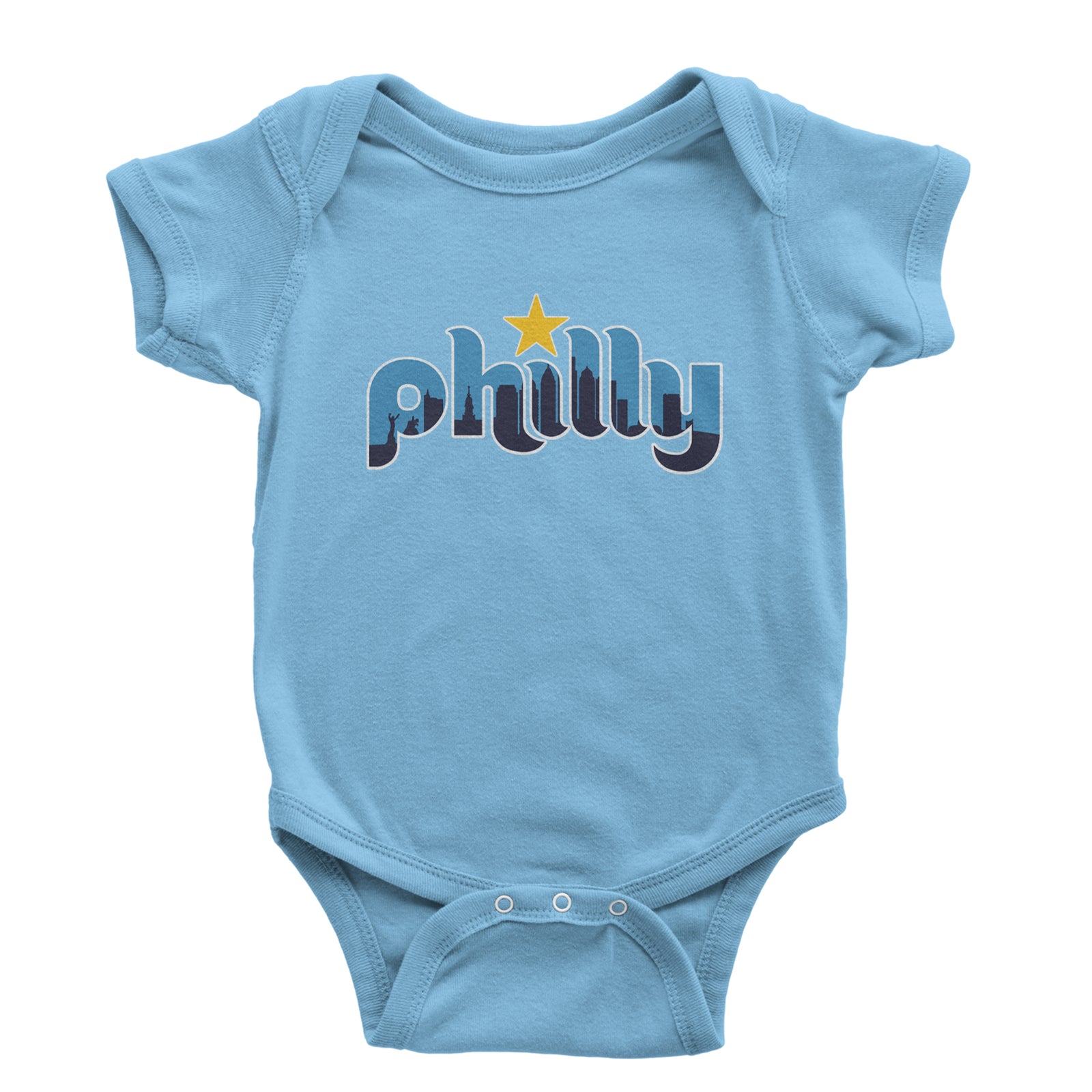 Skyline Philly Philadelphia Infant One-Piece Romper Bodysuit Or Toddler T-shirt Light Blue