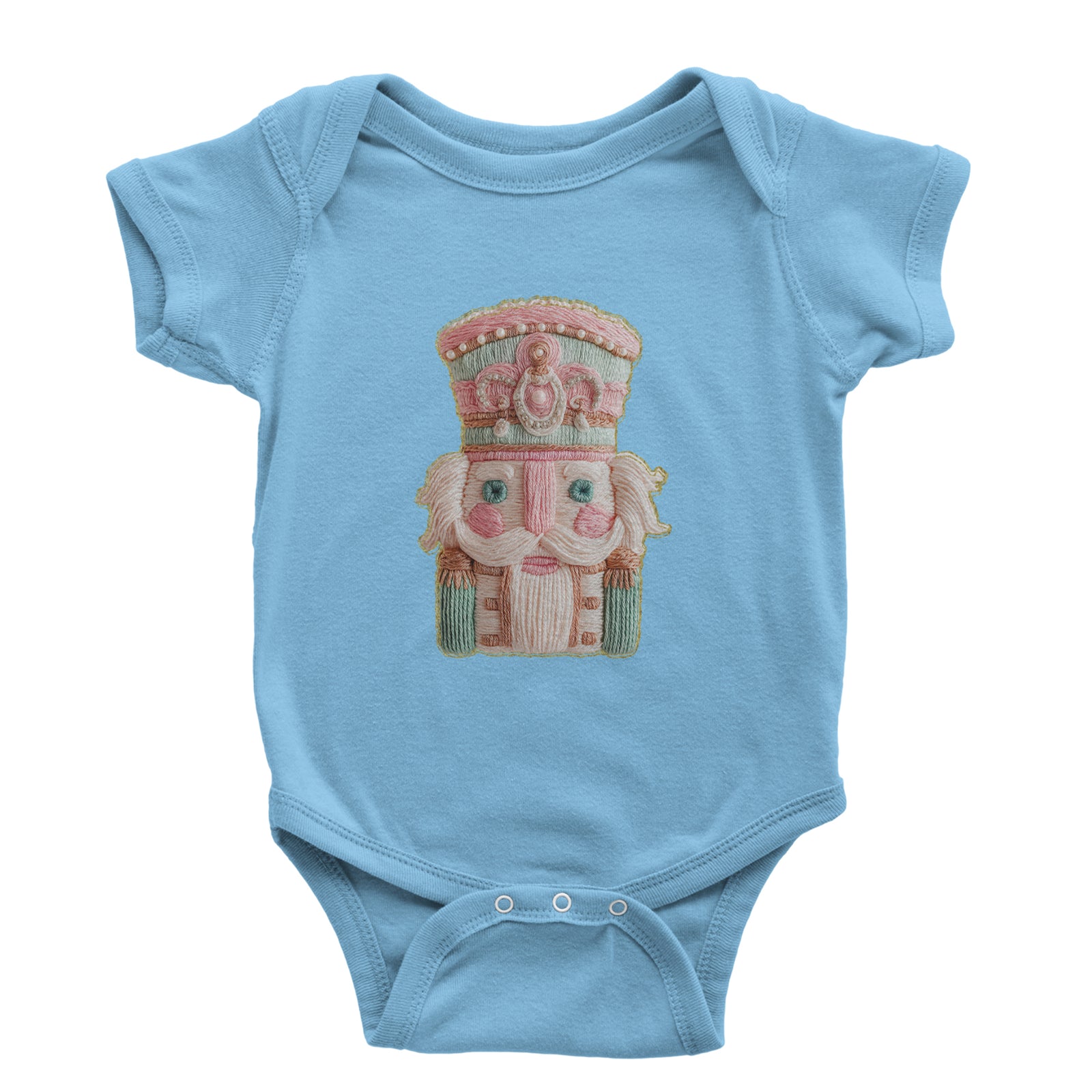 Vintage Nutcracker Embroidery Art Soft Cottagecore Infant One-Piece Romper Bodysuit Or Toddler T-shirt Light Blue