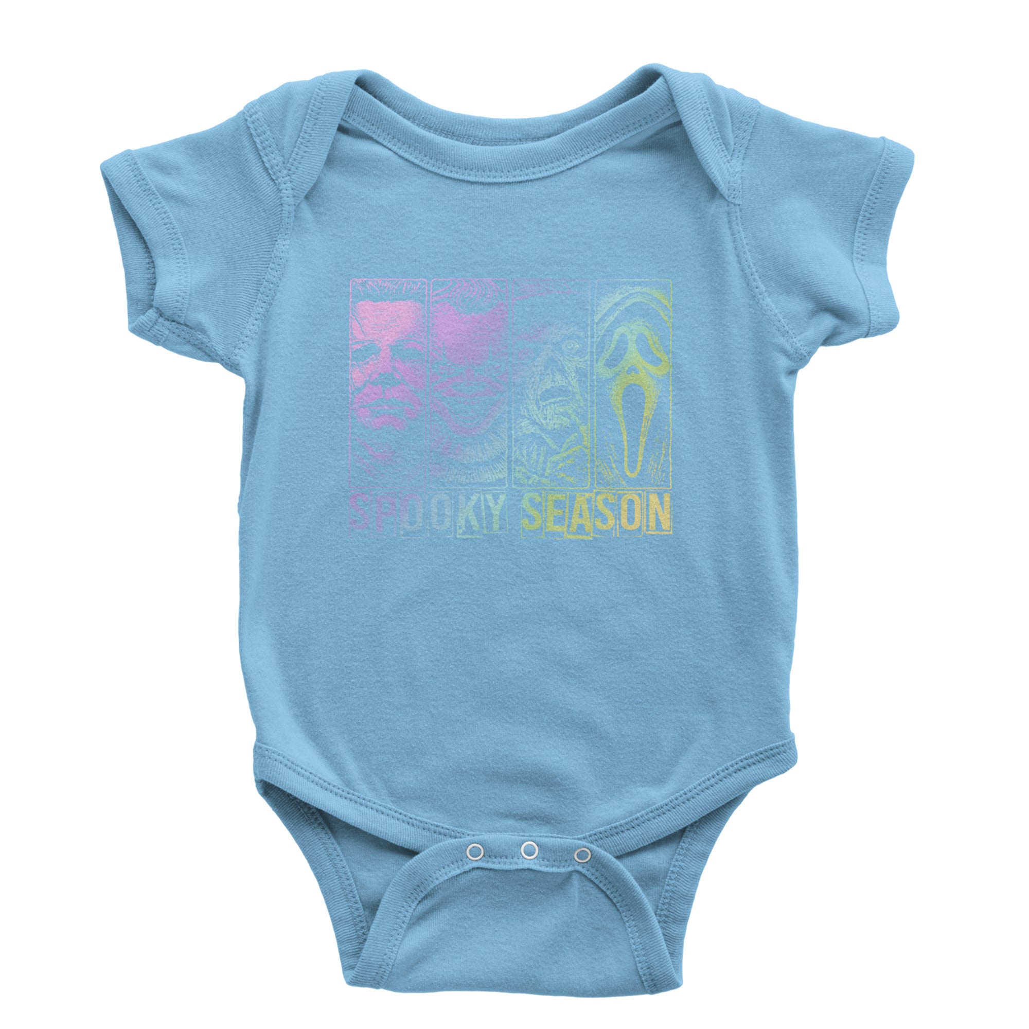 Spooky Season Horror Icons Halloween Infant One-Piece Romper Bodysuit Or Toddler T-shirt Light Blue