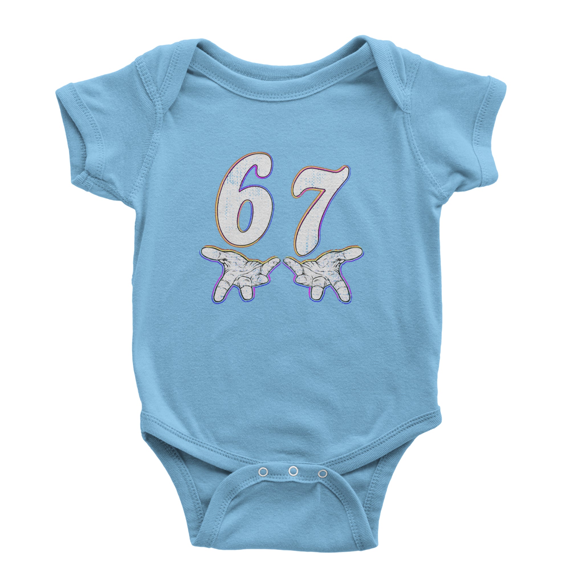 67 Hands Meme Viral Drill Infant One-Piece Romper Bodysuit Or Toddler T-shirt Light Blue