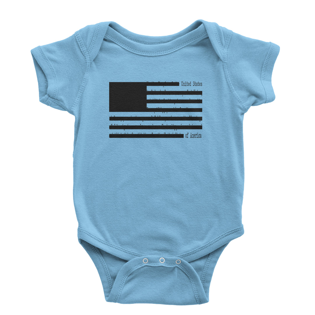 Redacted American Flag Infant One-Piece Romper Bodysuit or Toddler T-shirt Light Blue