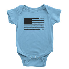Redacted American Flag Infant One-Piece Romper Bodysuit or Toddler T-shirt Light Blue