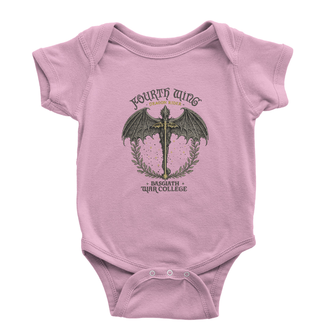 Fourth Wing Dragon Rider Vintage Basgiath War College Infant One-Piece Romper Bodysuit Or Toddler T-shirt Light Pink
