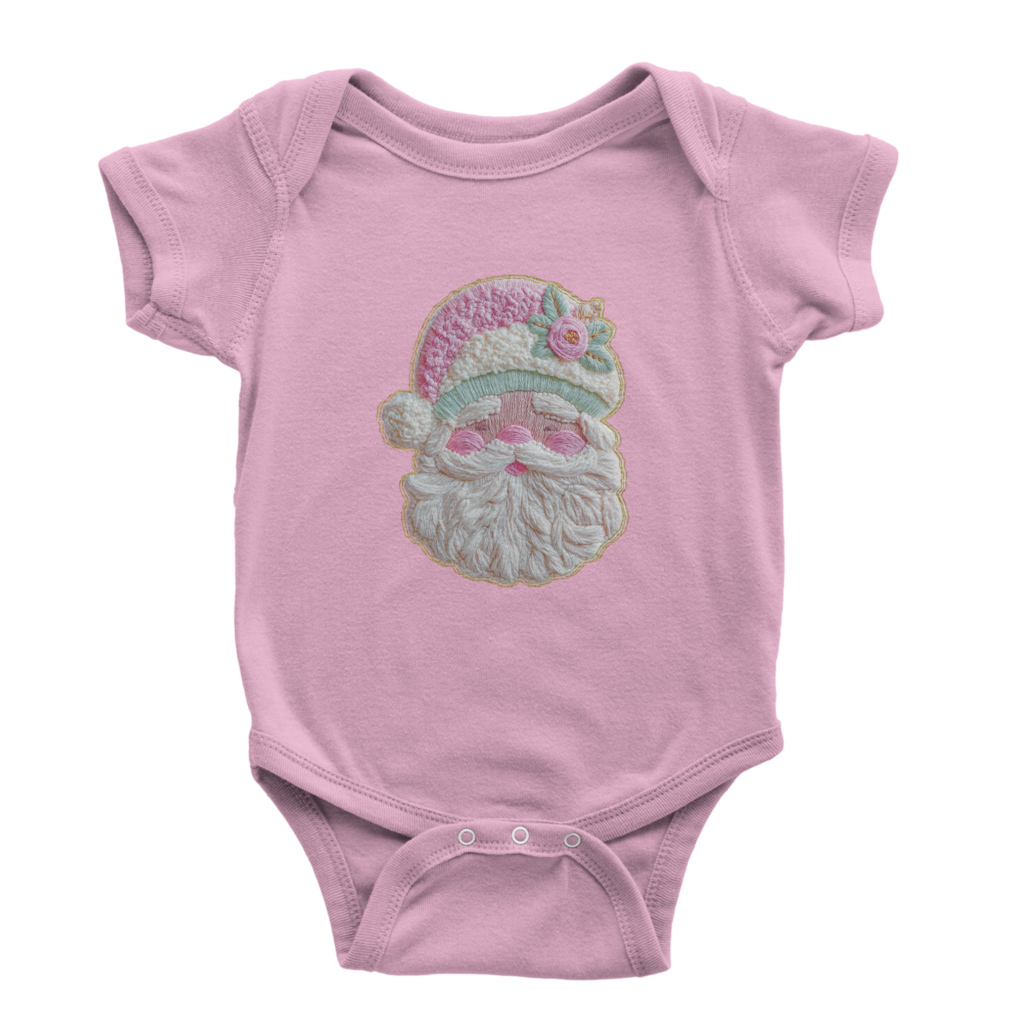 Vintage Santa Embroidery Art Soft Cottagecore Infant One-Piece Romper Bodysuit Or Toddler T-shirt White
