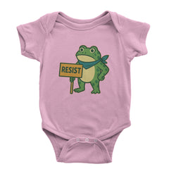 Sign Resist Meme Frog Protest Infant One-Piece Romper Bodysuit Or Toddler T-shirt Light Pink