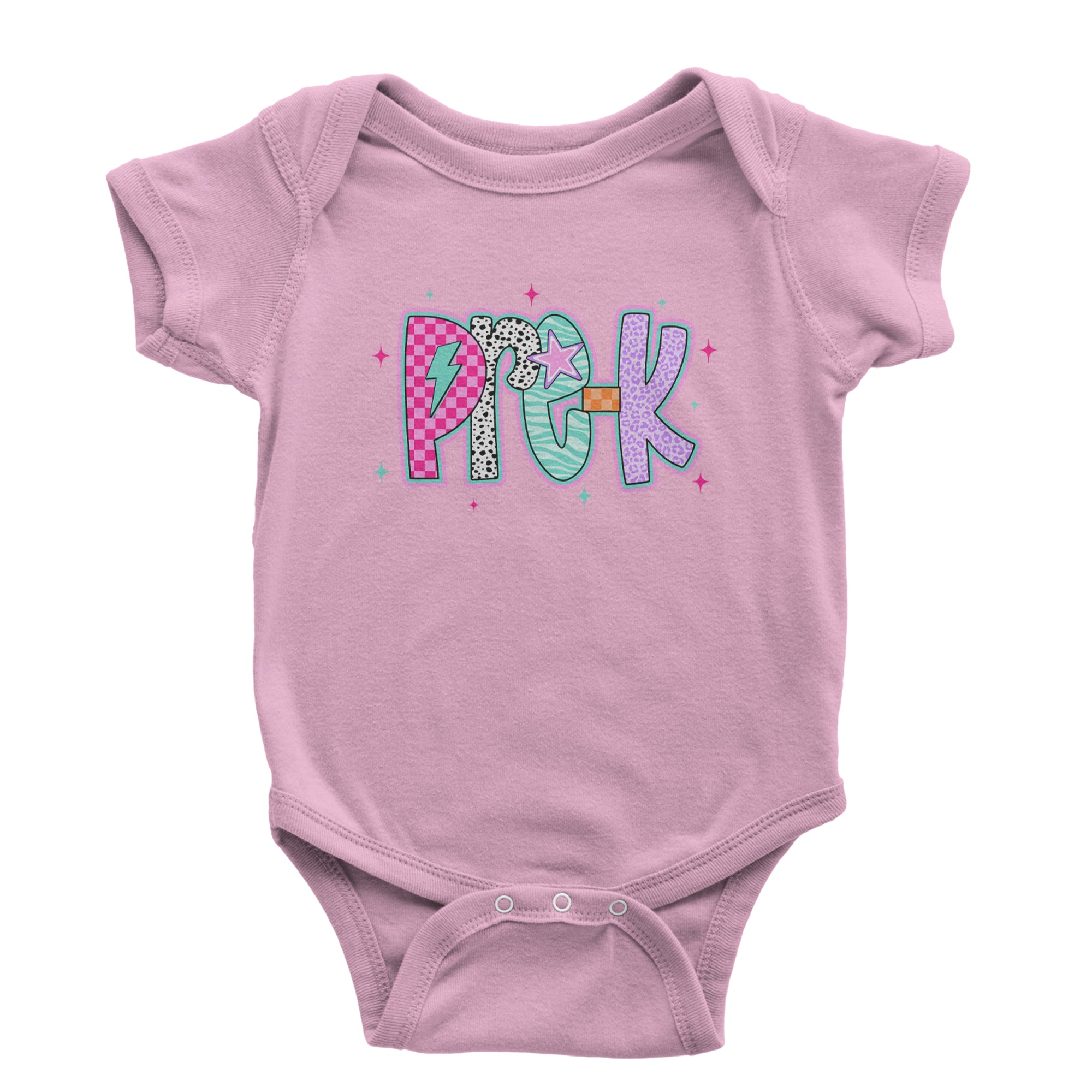 Pre-K Party Time Colorful Back to School Infant One-Piece Romper Bodysuit Or Toddler T-shirt Light Pink