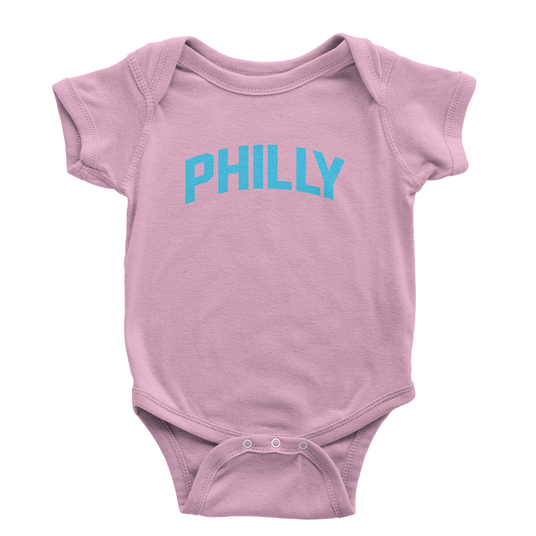 Philly Philadelphia Pride graphic on Onesie and Toddler T-Shirt in Light Pink