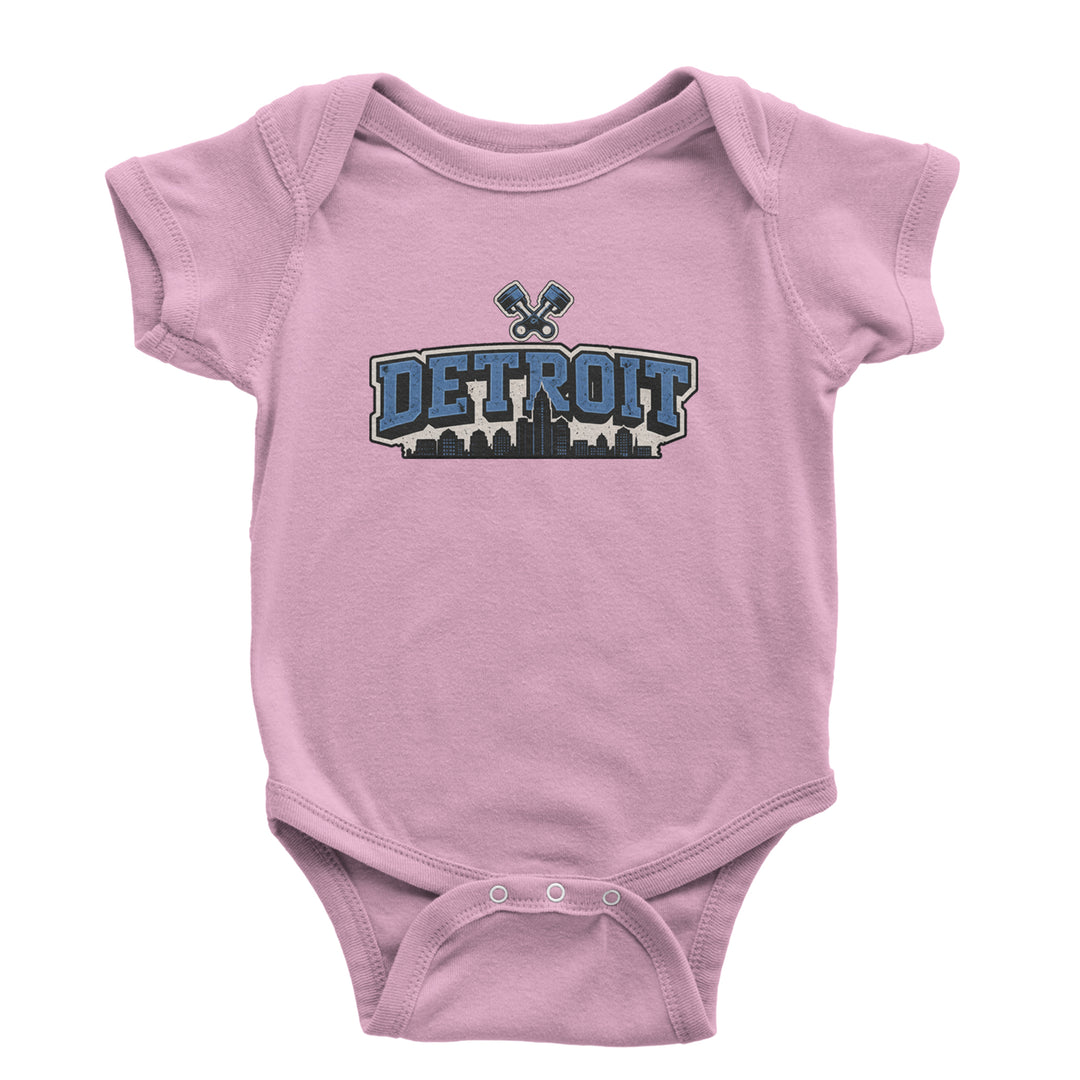 Detroit Motor City Retro Piston Infant One-Piece Romper Bodysuit Or Toddler T-shirt Light Pink