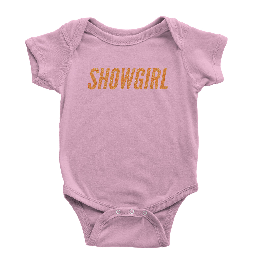 Showgirl Orange Glitter Infant One-Piece Romper Bodysuit Or Toddler T-shirt Light Pink