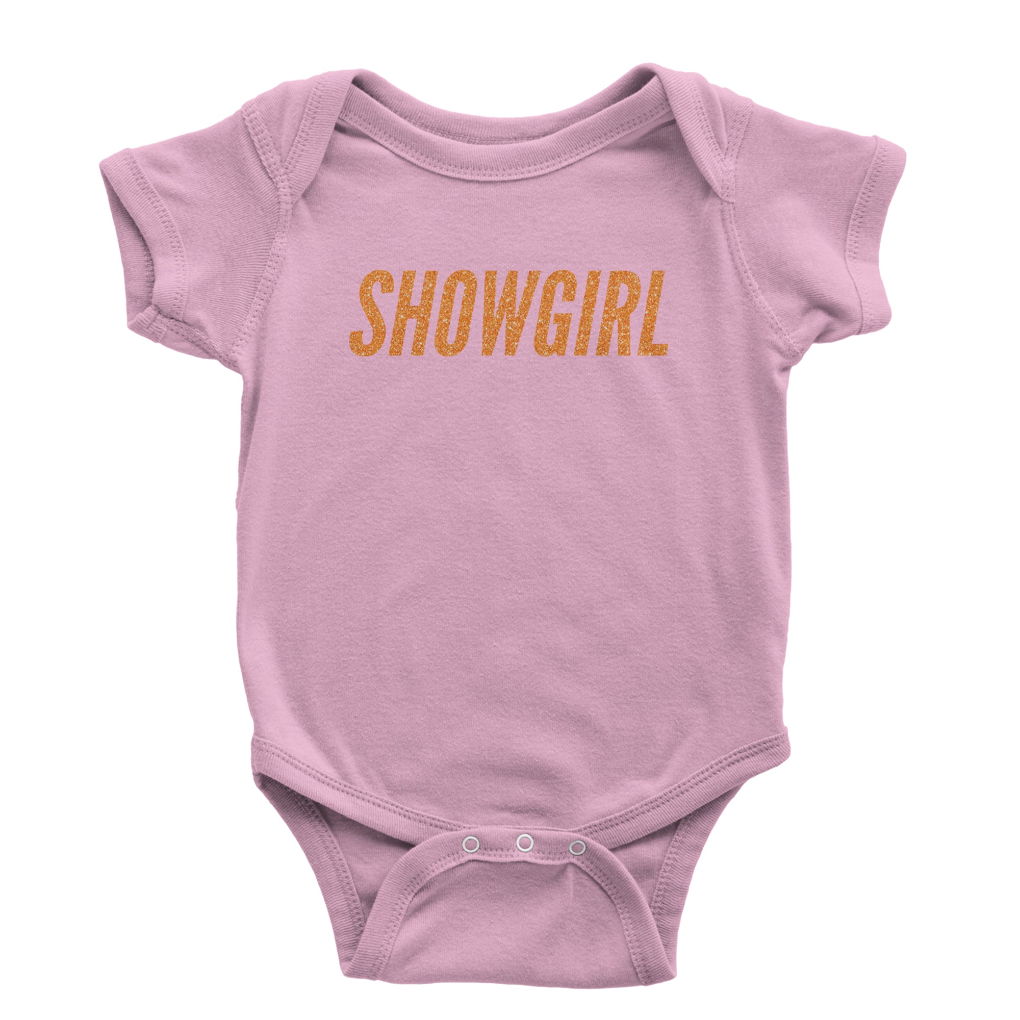 Showgirl Orange Glitter Infant One-Piece Romper Bodysuit Or Toddler T-shirt Light Pink