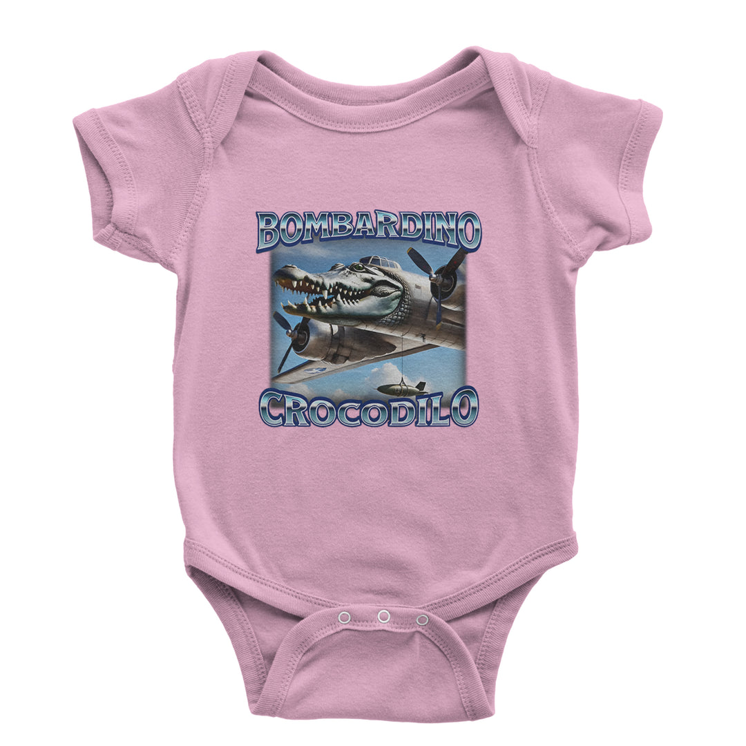 Bombardino Crocodilo Brainrot Infant One-Piece Romper Bodysuit Or Toddler T-shirt Light Pink