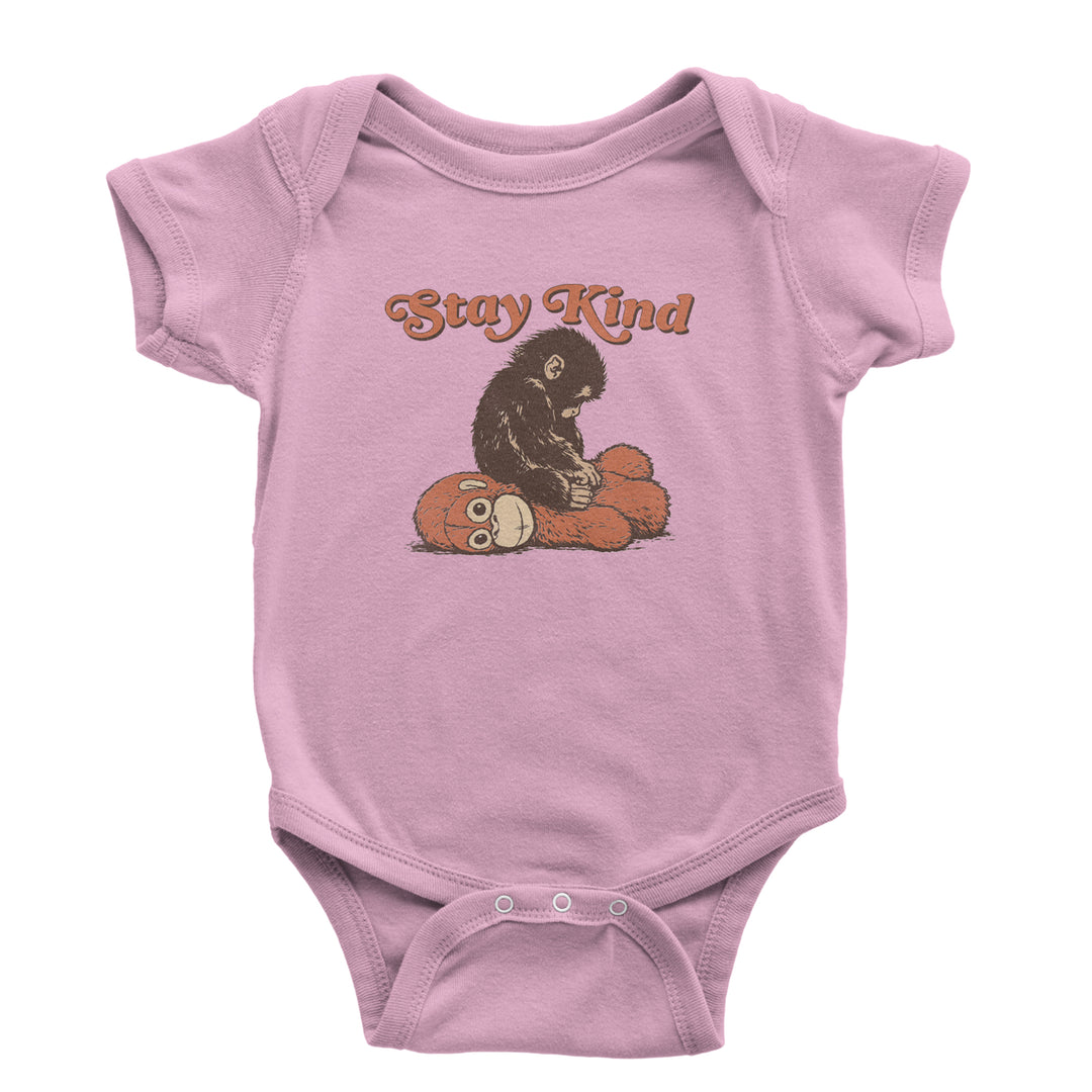 Punch Stay Kind Macaque Infant One-Piece Romper Bodysuit Or Toddler T-shirt Light Pink