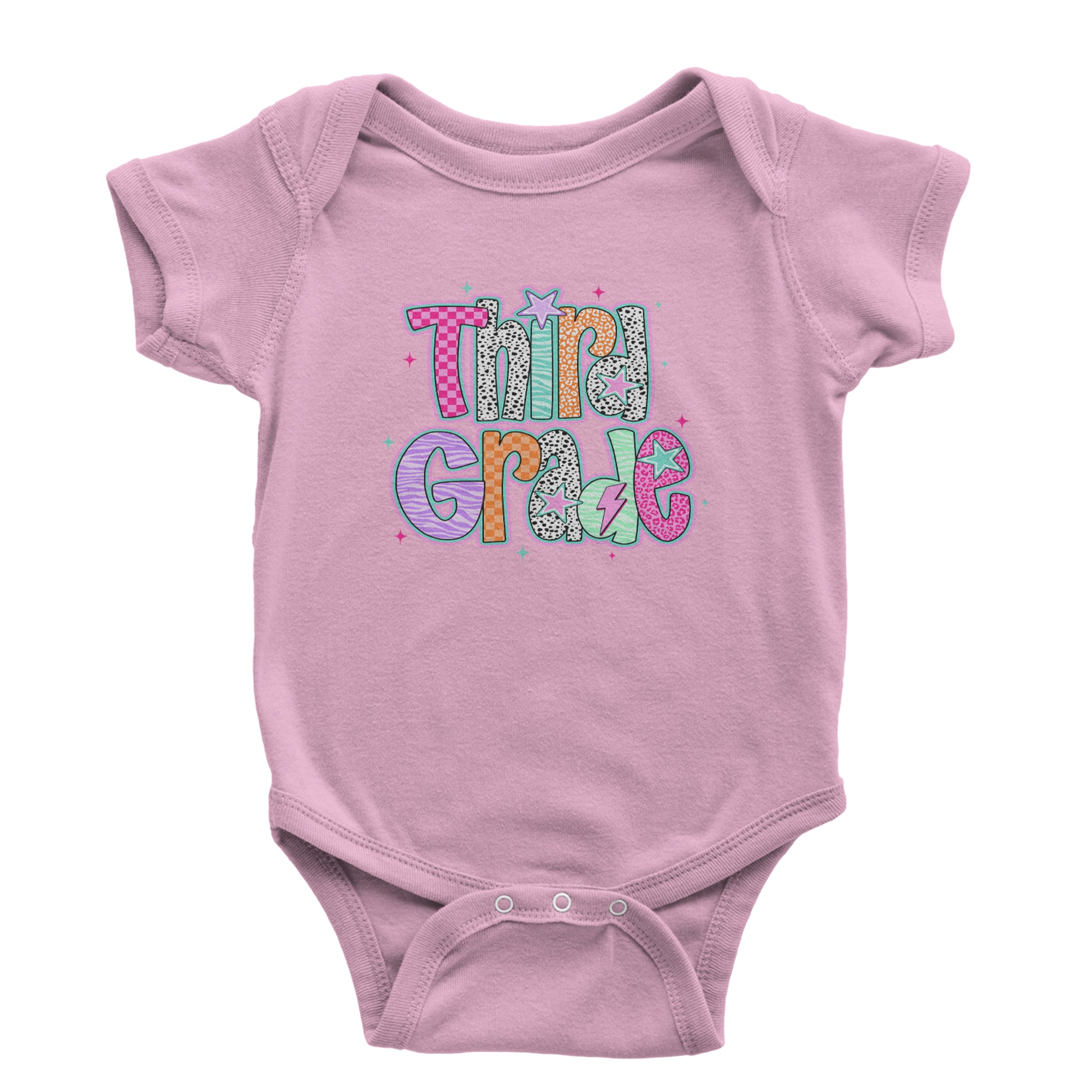 Third Grade Thunder Colorful Back to School Infant One-Piece Romper Bodysuit Or Toddler T-shirt Light Pink