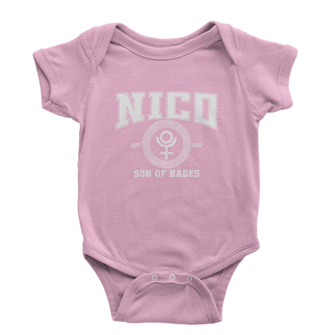 Nico Son of Hades Underworld Crest Infant One-Piece Romper Bodysuit Or Toddler T-shirt Light Pink