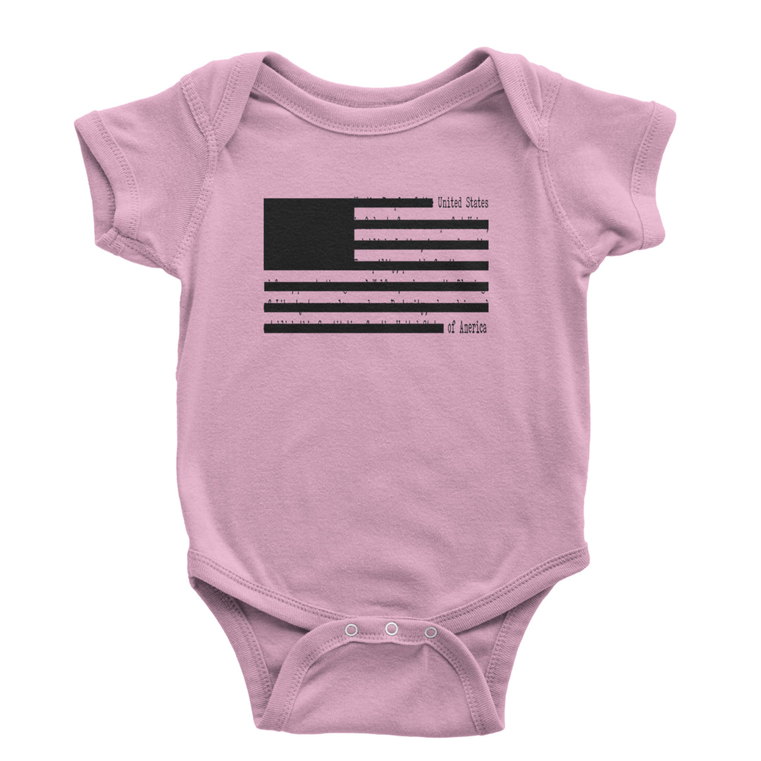 Redacted American Flag Infant One-Piece Romper Bodysuit or Toddler T-shirt Light Pink