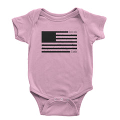 Redacted American Flag Infant One-Piece Romper Bodysuit or Toddler T-shirt Light Pink