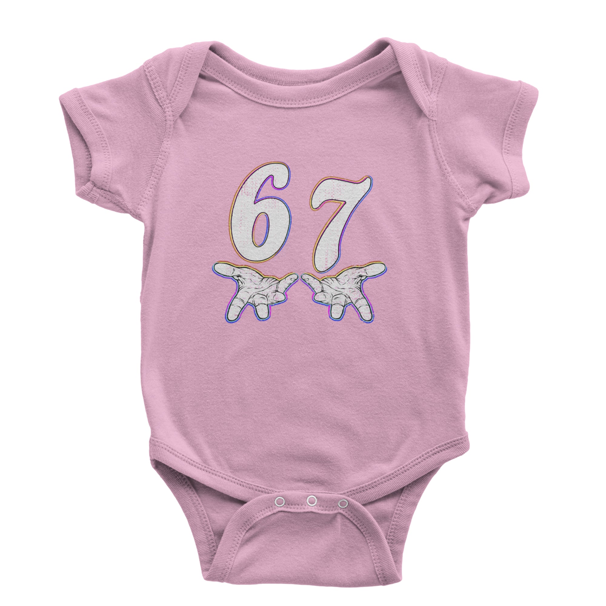 67 Hands Meme Viral Drill Infant One-Piece Romper Bodysuit Or Toddler T-shirt Light Pink
