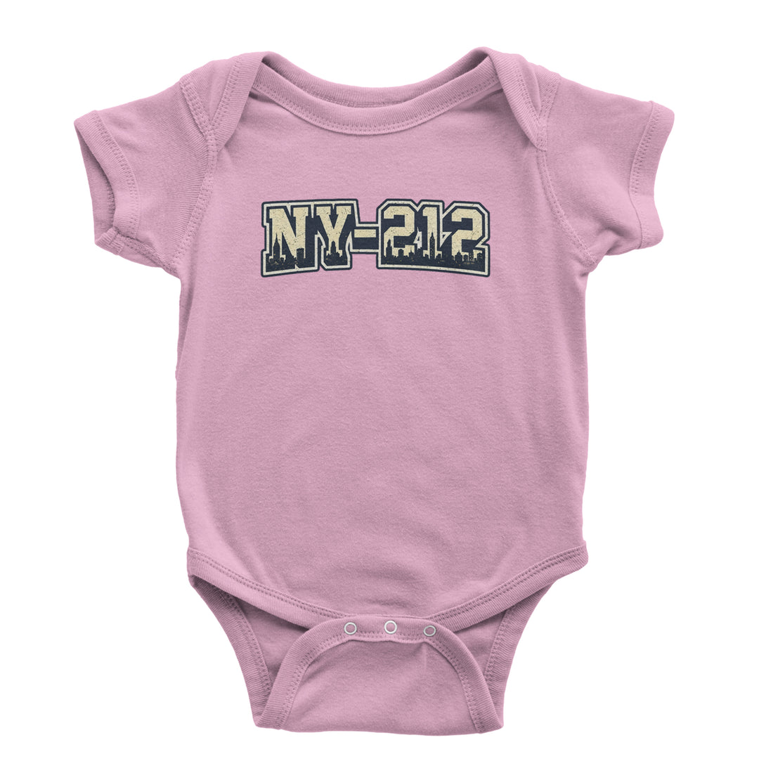 New York City 212 Area Code Skyline  Infant One-Piece Romper Bodysuit Or Toddler T-shirt Light Pink