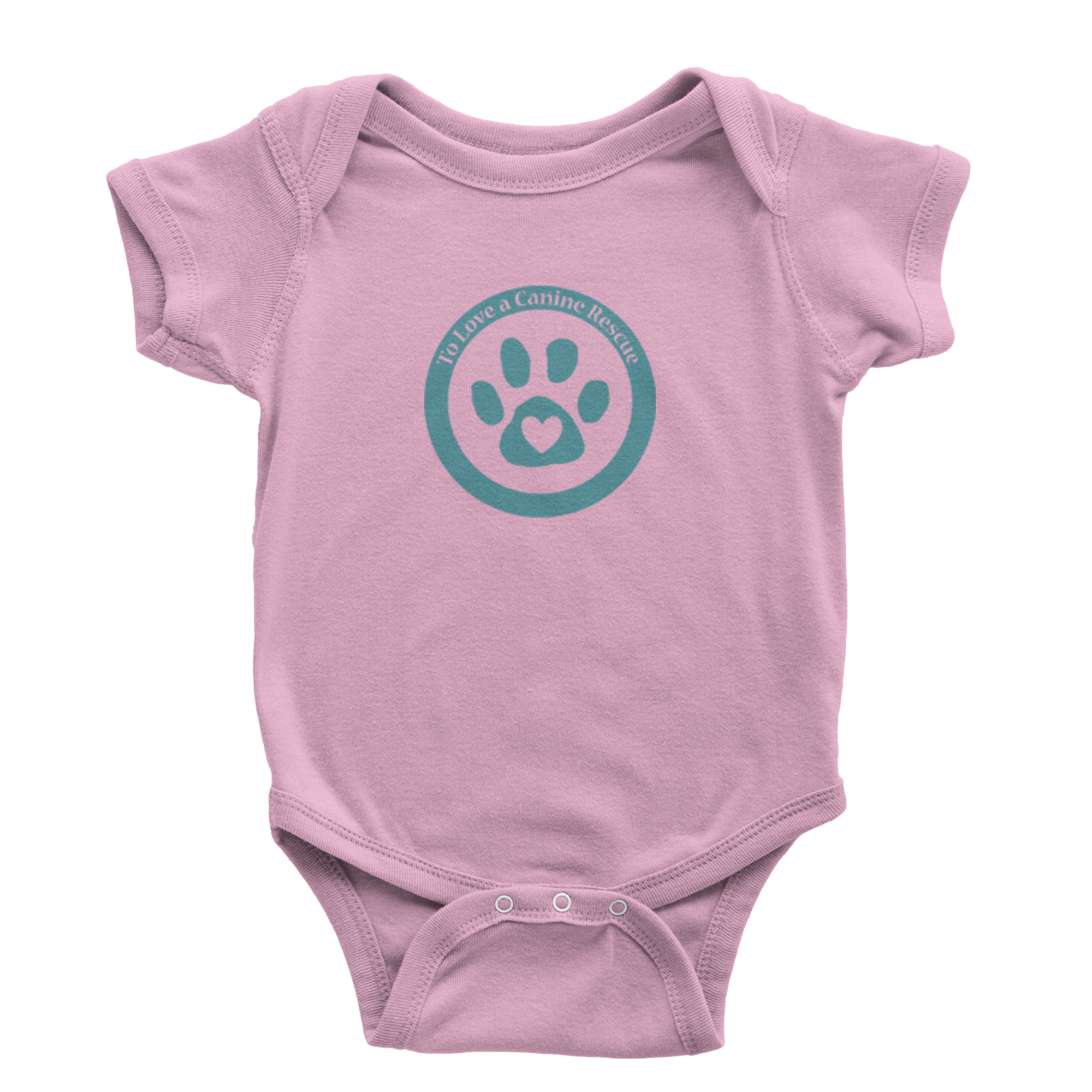 TLC To Love a Canine Dog Rescue Teal Infant One-Piece Romper Bodysuit Or Toddler T-shirt Light Pink