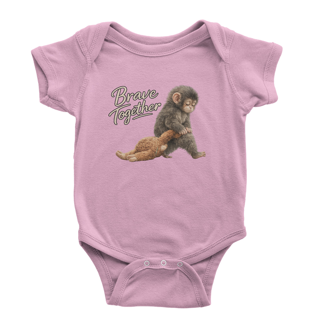 Punch Brave Together Stuffed Animal Infant One-Piece Romper Bodysuit Or Toddler T-shirt Light Pink